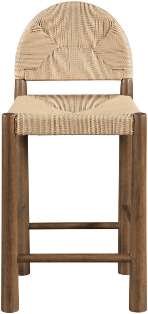 Meridian Furniture Bohemia Seagrass Wrapped Solid Wood Counter Stool for Kitchen Island or Breakfast Bar 333-C