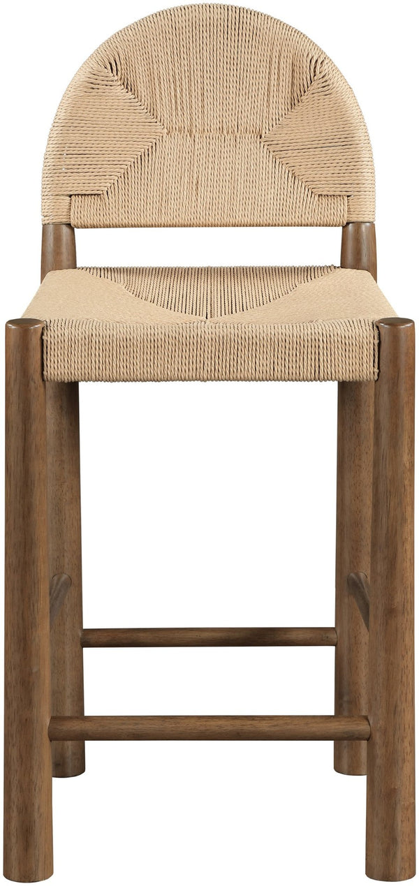 Meridian Furniture Bohemia Seagrass Wrapped Solid Wood Counter Stool for Kitchen Island or Breakfast Bar 333-C