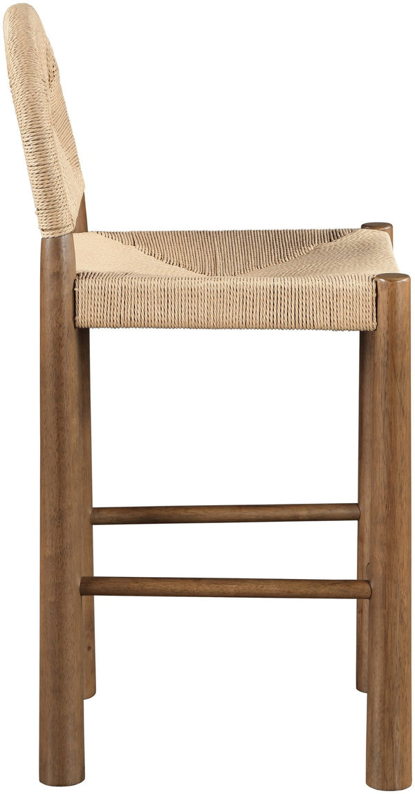 Meridian Furniture Bohemia Seagrass Wrapped Solid Wood Counter Stool for Kitchen Island or Breakfast Bar 333-C