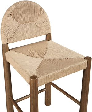 Meridian Furniture Bohemia Seagrass Wrapped Solid Wood Counter Stool for Kitchen Island or Breakfast Bar 333-C