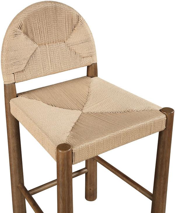 Meridian Furniture Bohemia Seagrass Wrapped Solid Wood Counter Stool for Kitchen Island or Breakfast Bar 333-C