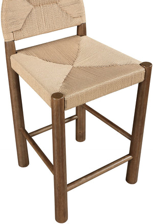 Meridian Furniture Bohemia Seagrass Wrapped Solid Wood Counter Stool for Kitchen Island or Breakfast Bar 333-C