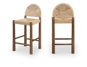 Meridian Furniture Bohemia Seagrass Wrapped Solid Wood Counter Stool for Kitchen Island or Breakfast Bar 333-C