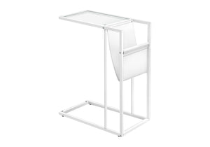 HomeRoots White Modern Metal and Glass TV Accent Table - Sleek, Versatile Design for Small Spaces & Everyday Use 333010
