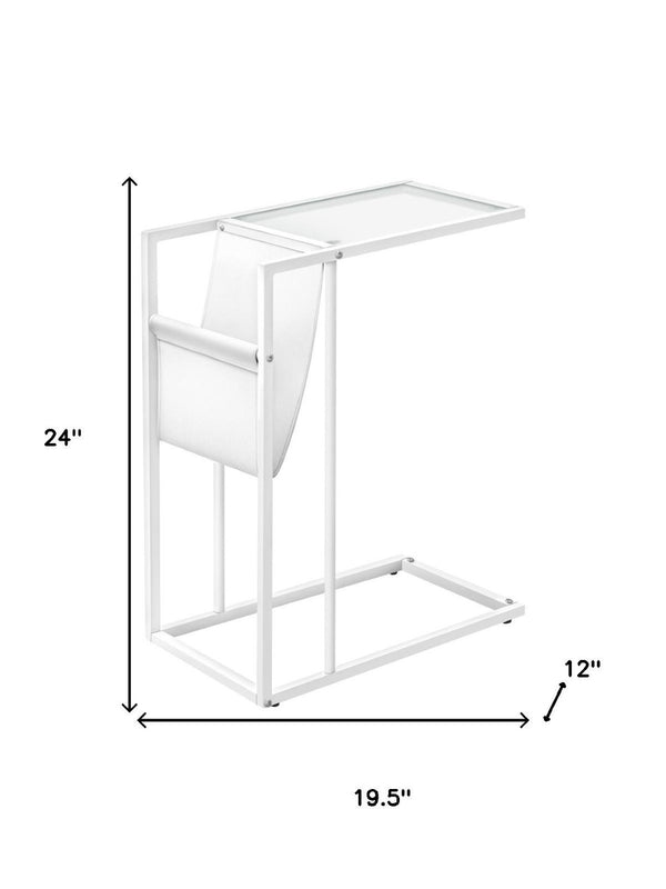 HomeRoots White Modern Metal and Glass TV Accent Table - Sleek, Versatile Design for Small Spaces & Everyday Use 333010