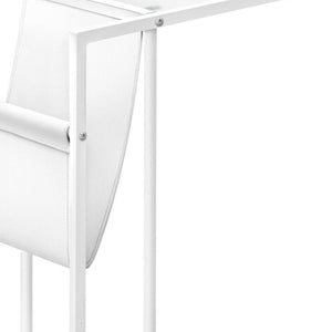 HomeRoots White Modern Metal and Glass TV Accent Table - Sleek, Versatile Design for Small Spaces & Everyday Use 333010