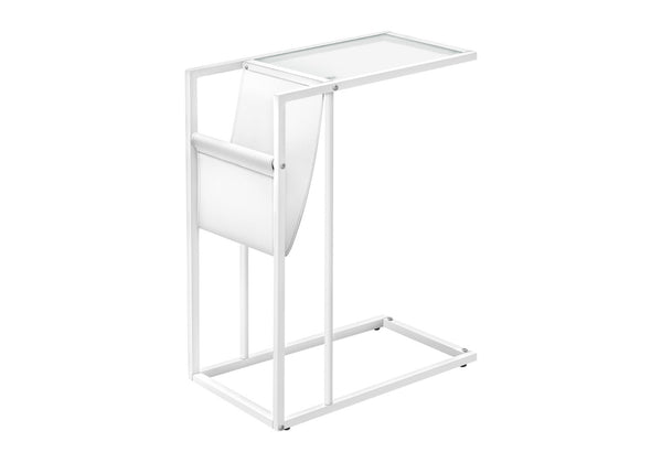 HomeRoots White Modern Metal and Glass TV Accent Table - Sleek, Versatile Design for Small Spaces & Everyday Use 333010