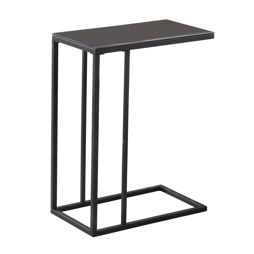 Homeroots 18.25" X 10.25" X 24" Black Metal Tempered Glass Accent Table   333018