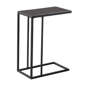 Homeroots 18.25" X 10.25" X 24" Black Metal Tempered Glass Accent Table   333018