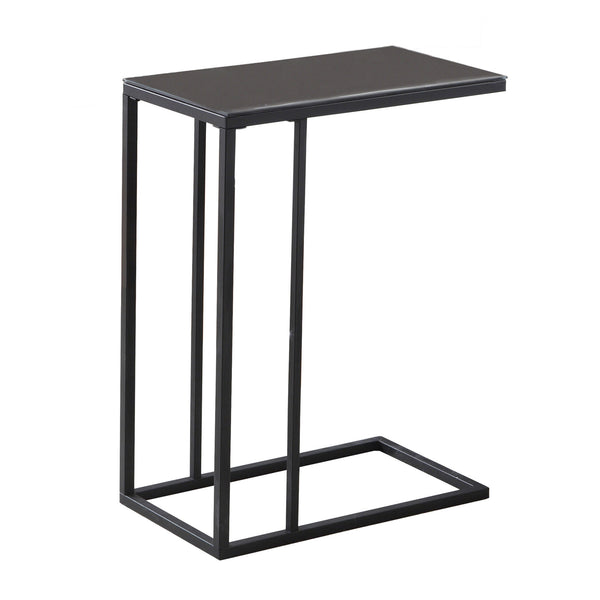Homeroots 18.25" X 10.25" X 24" Black Metal Tempered Glass Accent Table   333018
