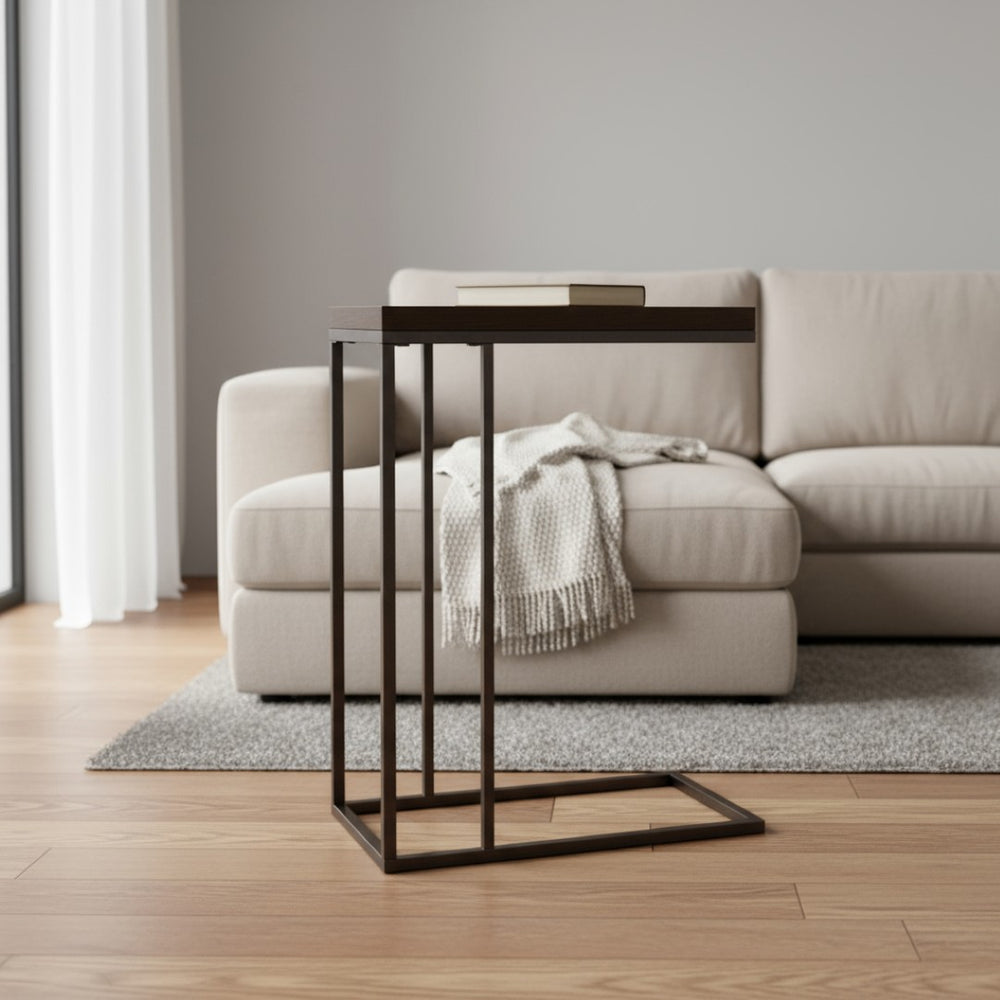 HomeRoots 18.25" Modern Accent Table - Durable Particle Board & Metal Design for Stylish Small Space Solutions Cappuccino 333019