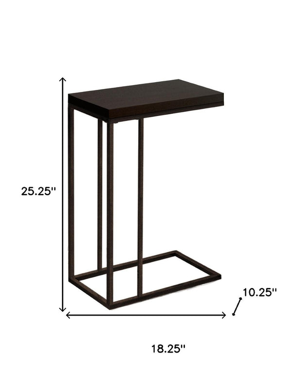 HomeRoots 18.25" Modern Accent Table - Durable Particle Board & Metal Design for Stylish Small Space Solutions Cappuccino 333019