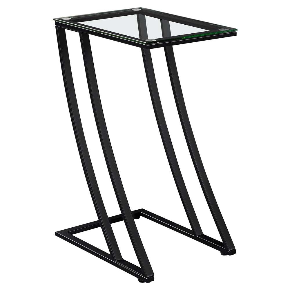 Homeroots 15.75" X 12" X 24" Black Clear Metal Tempered Glass Accent Table Black,Clear  333020