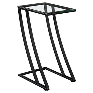 Homeroots 15.75" X 12" X 24" Black Clear Metal Tempered Glass Accent Table Black,Clear  333020