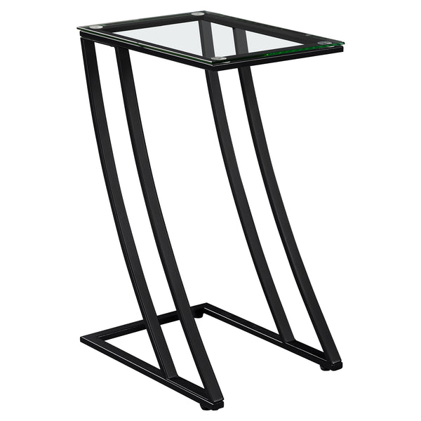 Homeroots 15.75" X 12" X 24" Black Clear Metal Tempered Glass Accent Table Black,Clear  333020