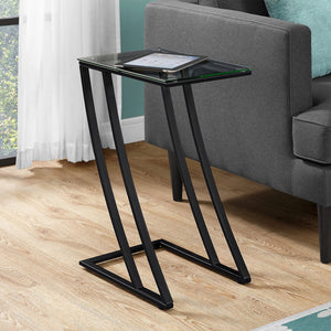 Homeroots 15.75" X 12" X 24" Black Clear Metal Tempered Glass Accent Table Black,Clear  333020