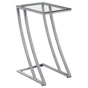 Homeroots 15.75" X 12" X 24" Silver Clear Metal Tempered Glass Accent Table Silver,Clear  333021