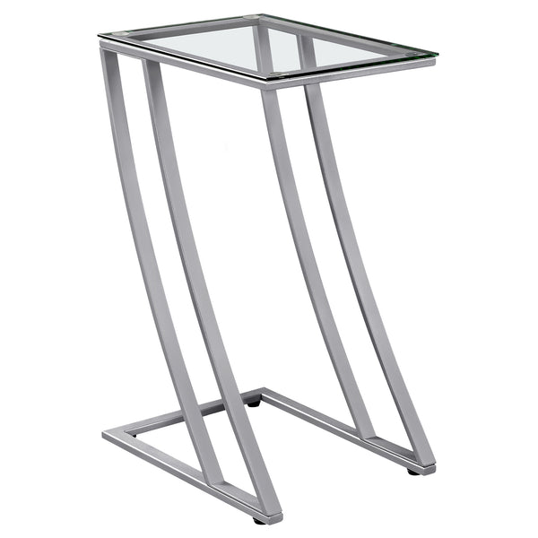 Homeroots 15.75" X 12" X 24" Silver Clear Metal Tempered Glass Accent Table Silver,Clear  333021