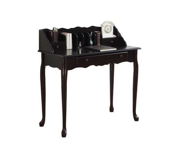 Homeroots 18" Dark Brown Solid Wood Computer Desk With Three Drawers Cherry  333027