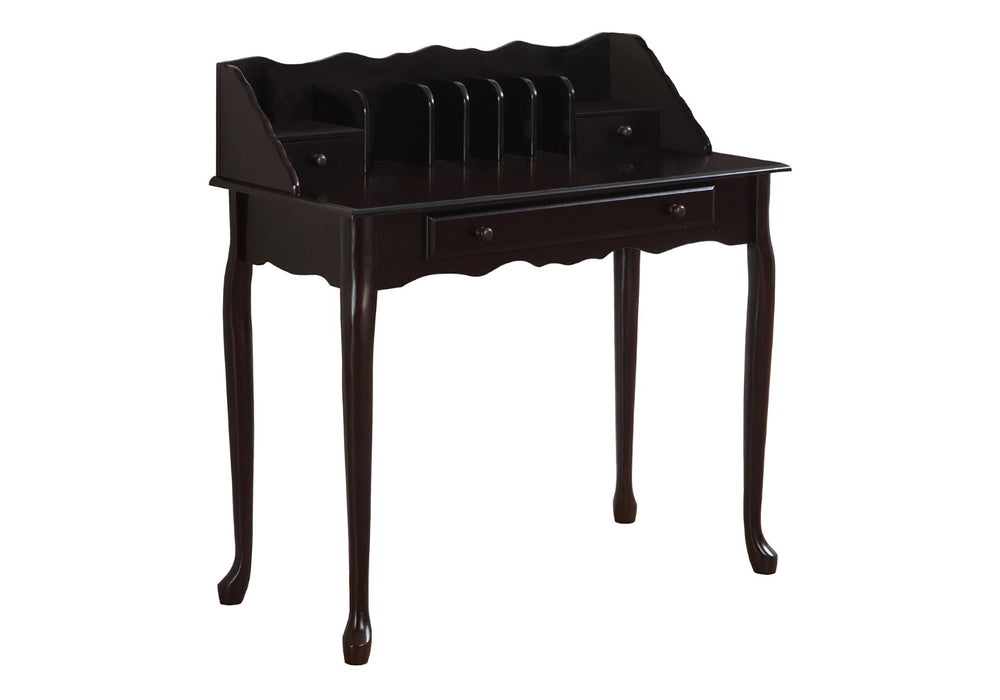 HomeRoots 18" Dark Brown Solid Wood Computer Desk - Elegant Storage Solution for Home Office & Workspace Cherry 333027
