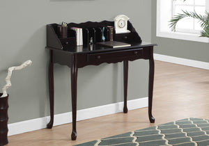 HomeRoots 18" Dark Brown Solid Wood Computer Desk - Elegant Storage Solution for Home Office & Workspace Cherry 333027