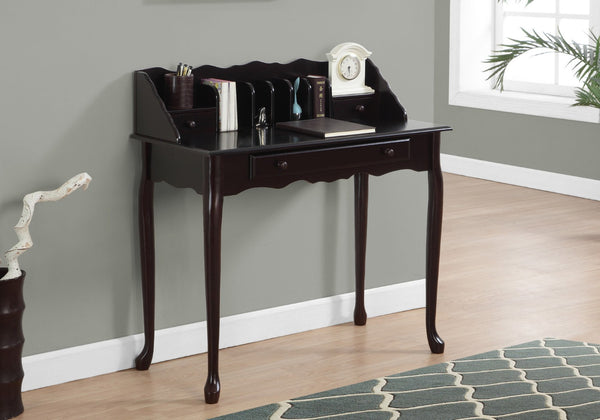 HomeRoots 18" Dark Brown Solid Wood Computer Desk - Elegant Storage Solution for Home Office & Workspace Cherry 333027