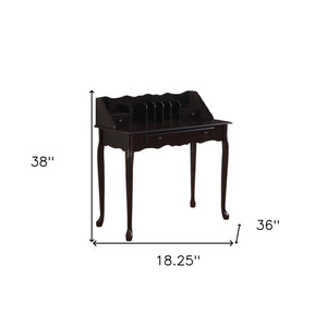 Homeroots 18" Dark Brown Solid Wood Computer Desk With Three Drawers Cherry  333027