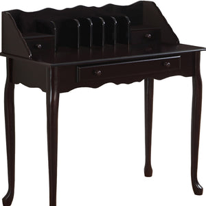 Homeroots 18" Dark Brown Solid Wood Computer Desk With Three Drawers Cherry  333027