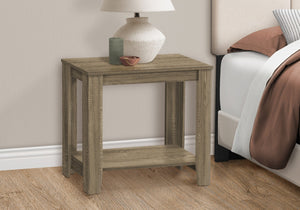 HomeRoots 22" Deep Taupe End Table with Shelf – Versatile Modern Design for Living Room, Bedroom, or Den Dark Taupe 333039