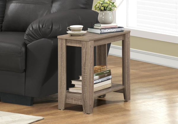 HomeRoots 22" Deep Taupe End Table with Shelf – Versatile Modern Design for Living Room, Bedroom, or Den Dark Taupe 333039