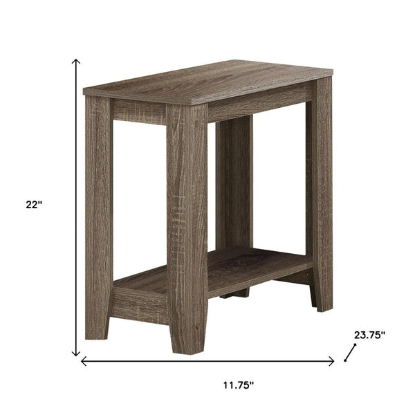 HomeRoots 22" Deep Taupe End Table with Shelf – Versatile Modern Design for Living Room, Bedroom, or Den Dark Taupe 333039