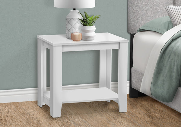 HomeRoots 22" Deep Taupe End Table with Shelf – Versatile Modern Design for Living Room, Bedroom, or Den White 333041
