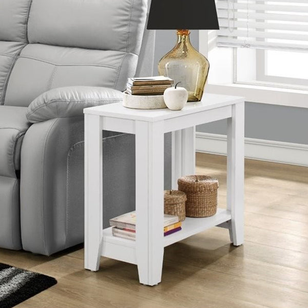 Homeroots 22" White Wood End Table With Shelf White  333041