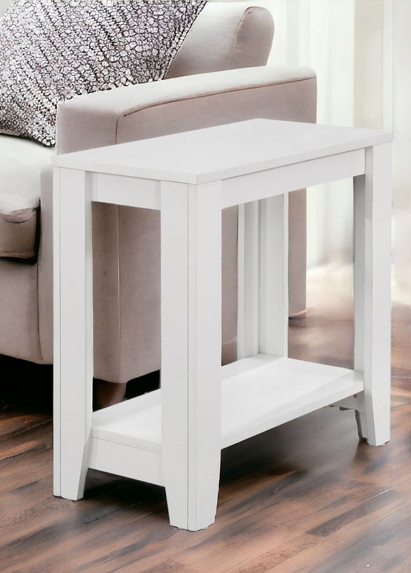 Homeroots 22" White Wood End Table With Shelf White  333041