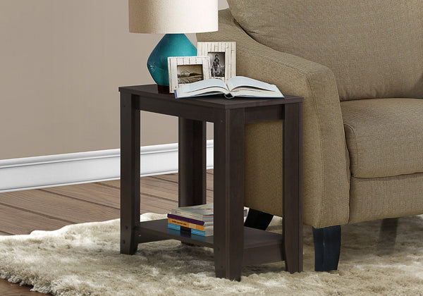 HomeRoots 22" Deep Taupe End Table with Shelf – Versatile Modern Design for Living Room, Bedroom, or Den Cappuccino 333043