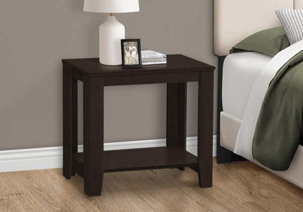 HomeRoots 22" Deep Taupe End Table with Shelf – Versatile Modern Design for Living Room, Bedroom, or Den Cappuccino 333043