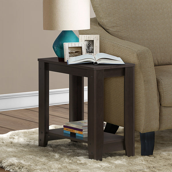 Homeroots 22" Dark Brown Wood End Table With Shelf Cappuccino  333043
