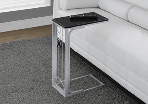 Homeroots 16" X 9" X 24.5" Blacksilver Mdf And Metal Accent Table Black,Silver  333050