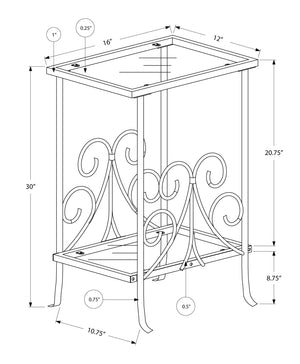 Homeroots 30" Silver And Clear Glass And Metal Square End Table With Shelf Silver,Clear  333059