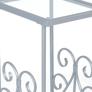 Homeroots 30" Silver And Clear Glass And Metal Square End Table With Shelf Silver,Clear  333059