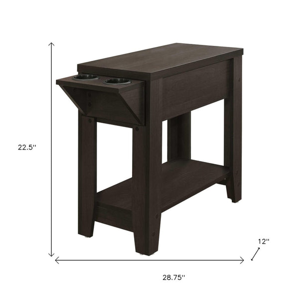 HomeRoots 23" Brown Wood End Table – Stylish Storage Solution with Shelf for Living Room or Bedroom Decor Cappuccino 333085