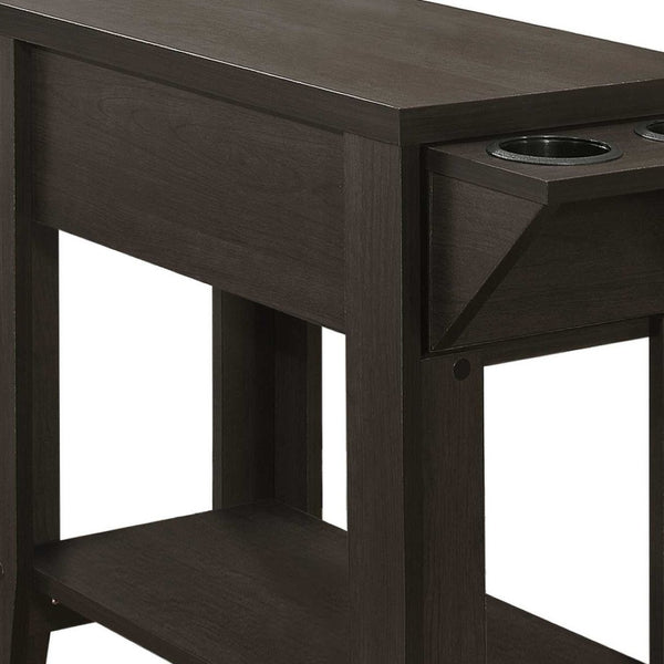 HomeRoots 23" Brown Wood End Table – Stylish Storage Solution with Shelf for Living Room or Bedroom Decor Cappuccino 333085