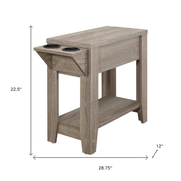 HomeRoots 23" Brown Wood End Table – Stylish Storage Solution with Shelf for Living Room or Bedroom Decor Taupe 333086