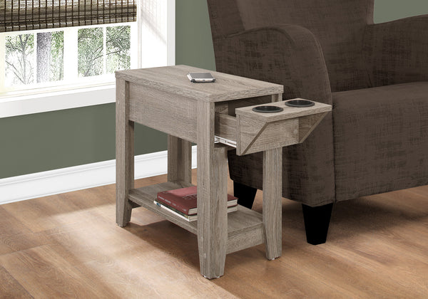Homeroots 23" Taupe Wood End Table With Shelf Taupe  333086