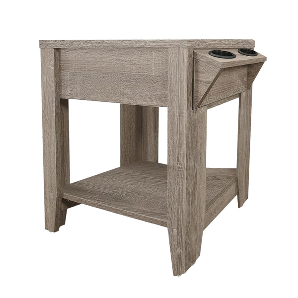 Homeroots 23" Taupe Wood End Table With Shelf Taupe  333086