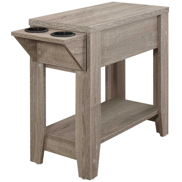 Homeroots 23" Taupe Wood End Table With Shelf Taupe  333086