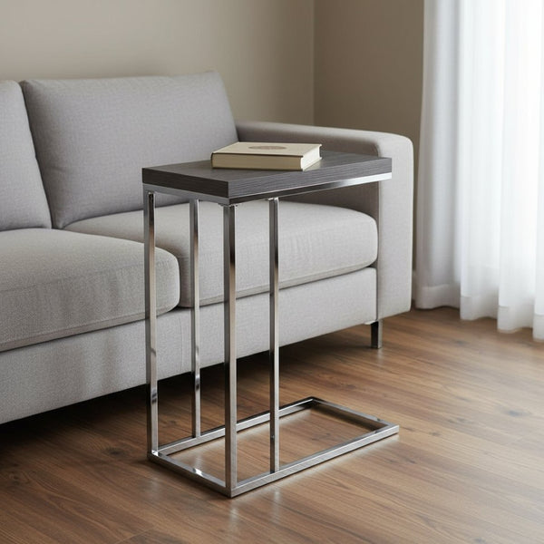 HomeRoots 18.25" Modern Accent Table - Durable Particle Board & Metal Design for Stylish Small Space Solutions Grey 333105