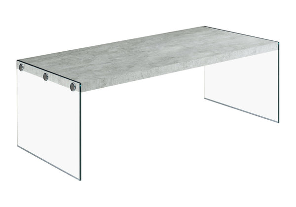 HomeRoots 44" Modern Coffee Table with Gray Wood Top and Sleek Glass Base - Stylish Centerpiece for Any Room Grey,Clear 333107