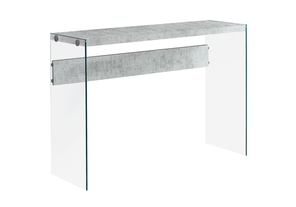 HomeRoots 44" Sleek Console Table with Durable Wood Top and Stylish Glass Base for Modern Living Spaces Grey,Clear 333109