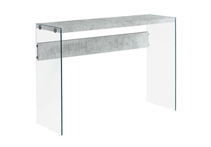 HomeRoots 44" Sleek Console Table with Durable Wood Top and Stylish Glass Base for Modern Living Spaces Grey,Clear 333109
